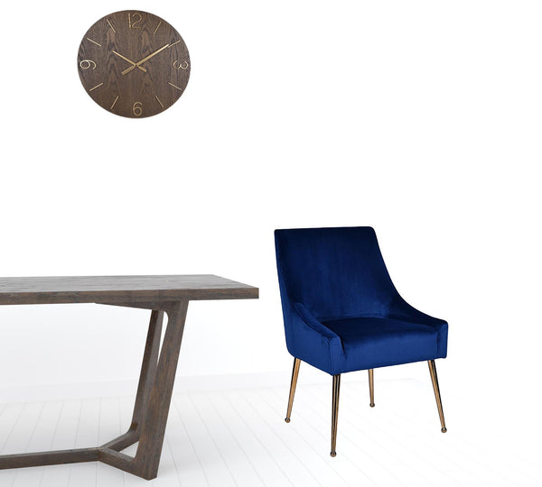 Homeroots Set Of Two Blue Gold Velvet Dining Chairs  Metal 472171