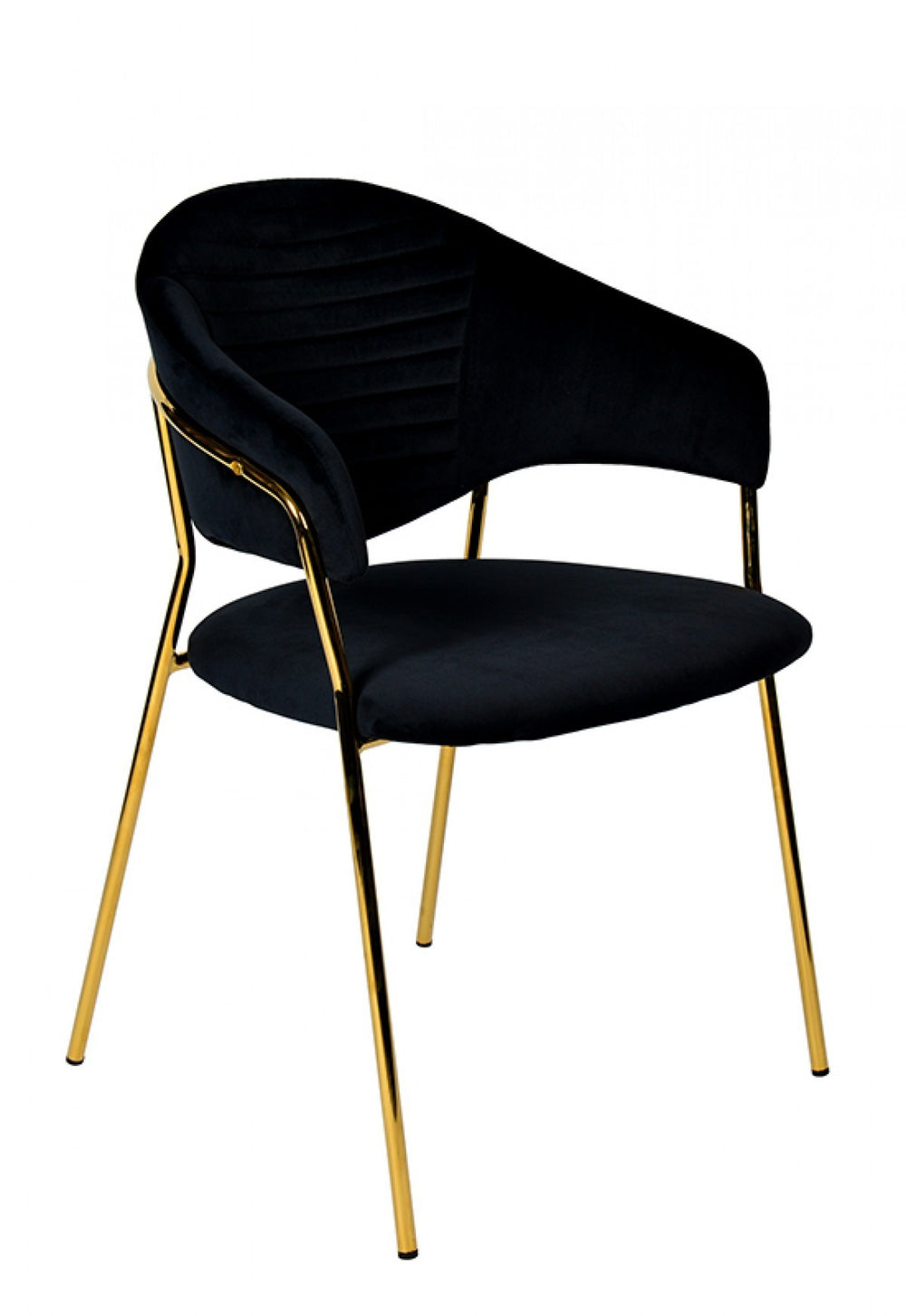 Homeroots Set Of Two Black Gold Velvet Modern Dining Chairs  Metal 472172