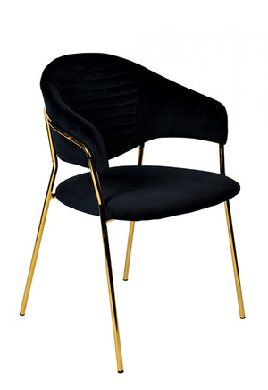 Homeroots Set Of Two Black Gold Velvet Modern Dining Chairs  Metal 472172