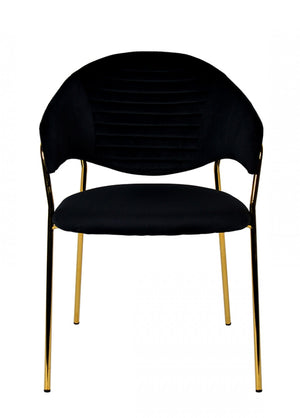Homeroots Set Of Two Black Gold Velvet Modern Dining Chairs  Metal 472172