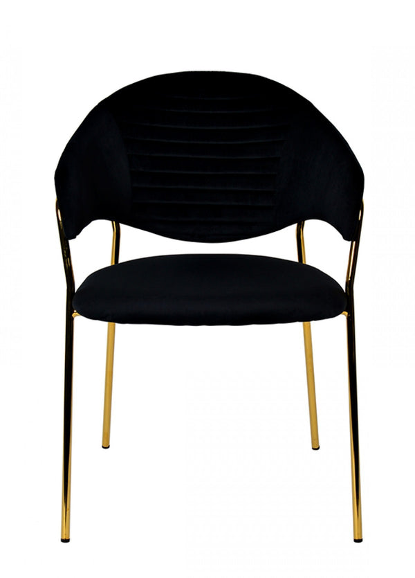 Homeroots Set Of Two Black Gold Velvet Modern Dining Chairs  Metal 472172