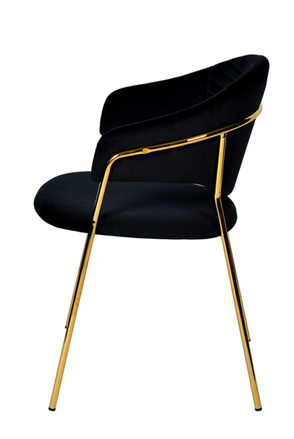 Homeroots Set Of Two Black Gold Velvet Modern Dining Chairs  Metal 472172