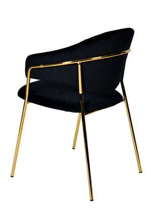 Homeroots Set Of Two Black Gold Velvet Modern Dining Chairs  Metal 472172