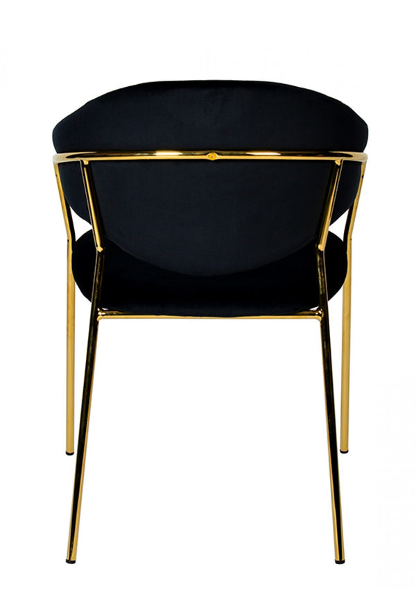 Homeroots Set Of Two Black Gold Velvet Modern Dining Chairs  Metal 472172
