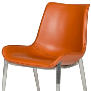 Homeroots Set Of Two Cognac Faux Leather Modern Dining Chairs  Metal And Wood 472175