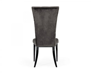 Homeroots Set Of Two Gray And Black Upholstered Velvet Dining Side Chairs  Metal 472176
