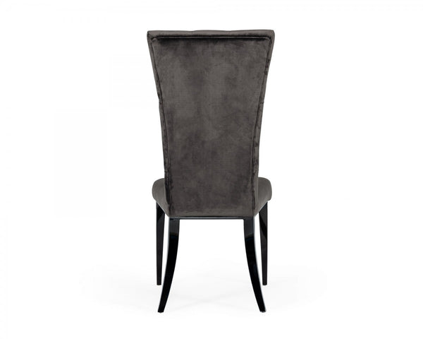 Homeroots Set Of Two Gray And Black Upholstered Velvet Dining Side Chairs  Metal 472176