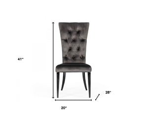 Homeroots Set Of Two Gray And Black Upholstered Velvet Dining Side Chairs  Metal 472176