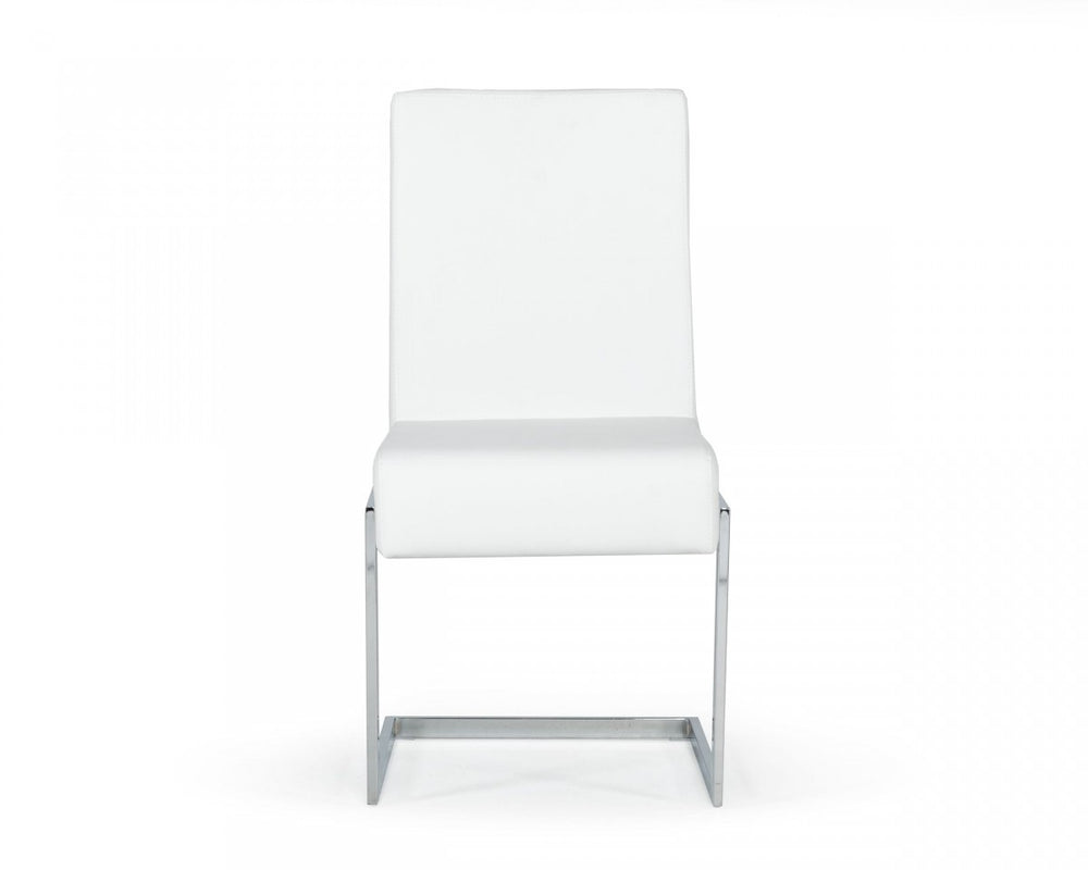 Homeroots Set Of Two White Silver Modern Dining Chairs  Metal 472178