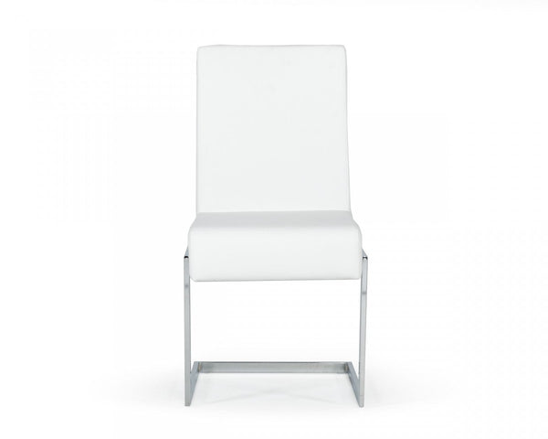 Homeroots Set Of Two White Silver Modern Dining Chairs  Metal 472178