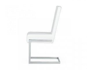 Homeroots Set Of Two White Silver Modern Dining Chairs  Metal 472178