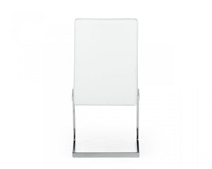 Homeroots Set Of Two White Silver Modern Dining Chairs  Metal 472178