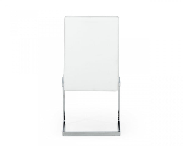 Homeroots Set Of Two White Silver Modern Dining Chairs  Metal 472178