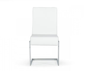 Homeroots Set Of Two White Silver Modern Dining Chairs  Metal 472178