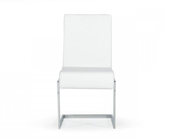 Homeroots Set Of Two White Silver Modern Dining Chairs  Metal 472178