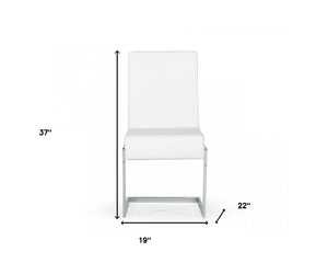 Homeroots Set Of Two White Silver Modern Dining Chairs  Metal 472178