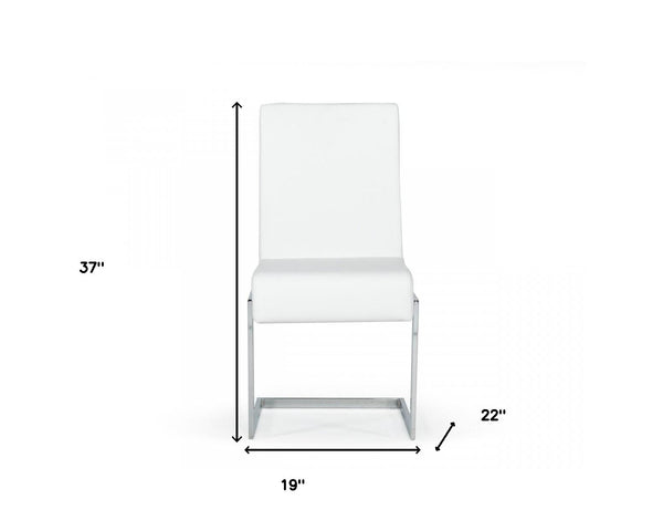 Homeroots Set Of Two White Silver Modern Dining Chairs  Metal 472178