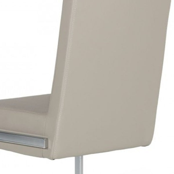 Homeroots Set Of Two Gray And Silver Upholstered Faux Leather Dining Side Chairs  Metal 472179