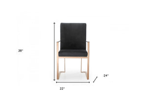 Homeroots Black And Gold Upholstered Fabric Dining Arm Chair  Metal And Wood 472180