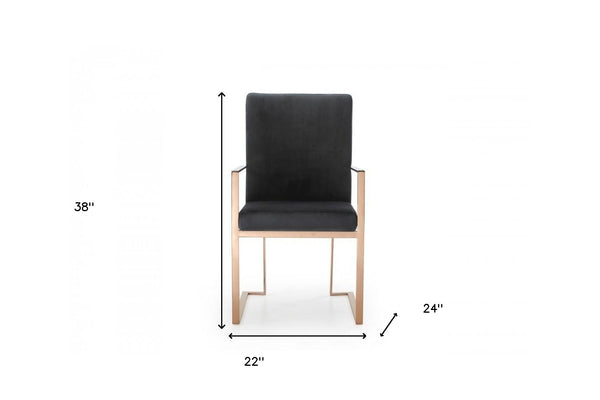 Homeroots Black And Gold Upholstered Fabric Dining Arm Chair  Metal And Wood 472180