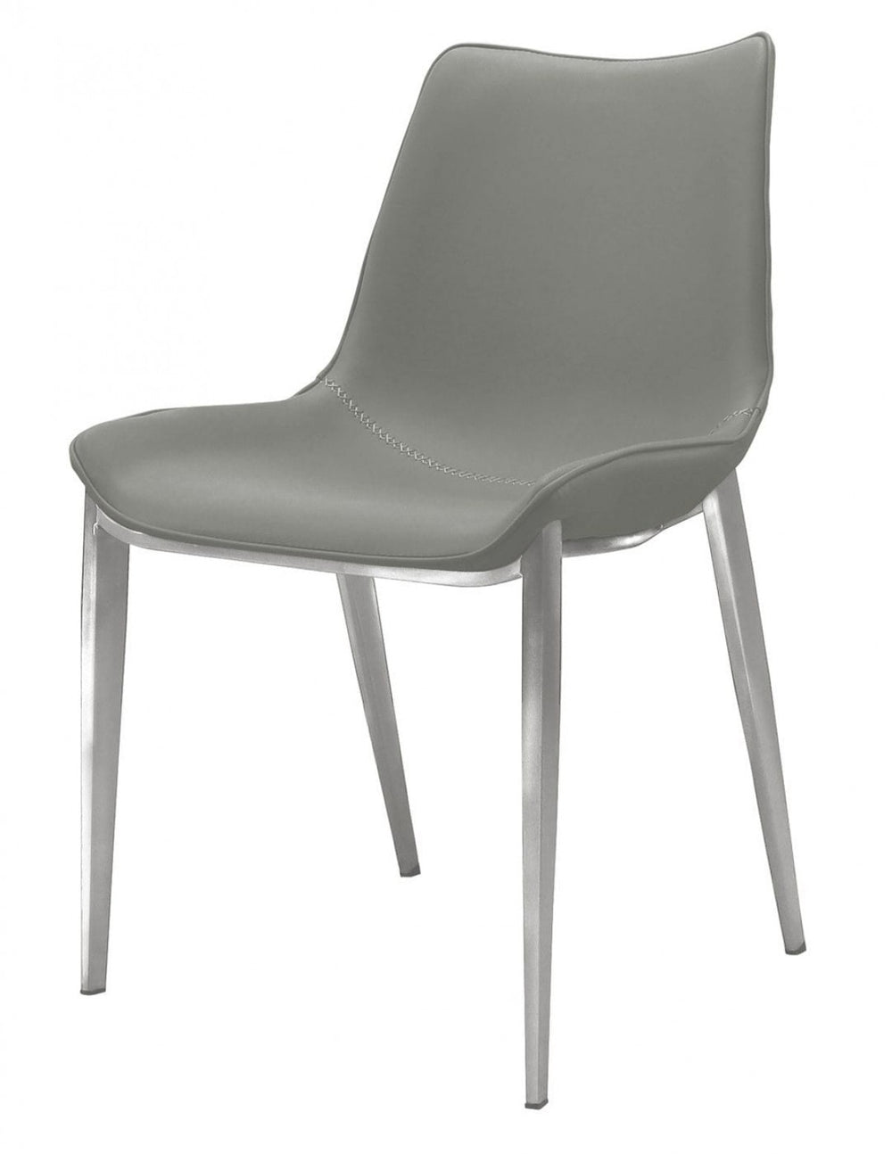 Homeroots Set Of Two Gray Faux Leather Modern Dining Chairs  Metal 472181