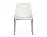 Stylish Set of 2 White Faux Leather Modern Dining Chairs - Ergonomic Design & Comfort