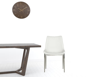 Homeroots Set Of Two White Faux Leather Modern Dining Chairs  Metal 472182