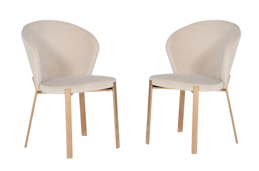 HomeRoots Set of Two Elegant Beige Velvet Wing Back Dining Chairs - Luxurious Comfort for Any Space 472183