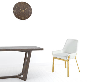 Homeroots White And Gold Upholstered Faux Leather Dining Arm Chair  Metal 472186