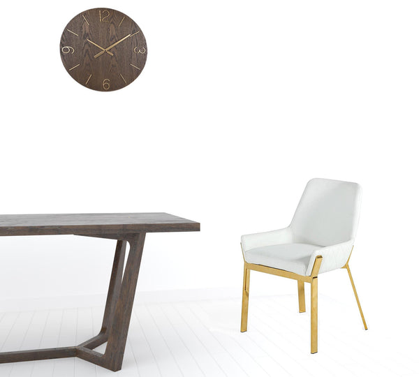 Homeroots White And Gold Upholstered Faux Leather Dining Arm Chair  Metal 472186