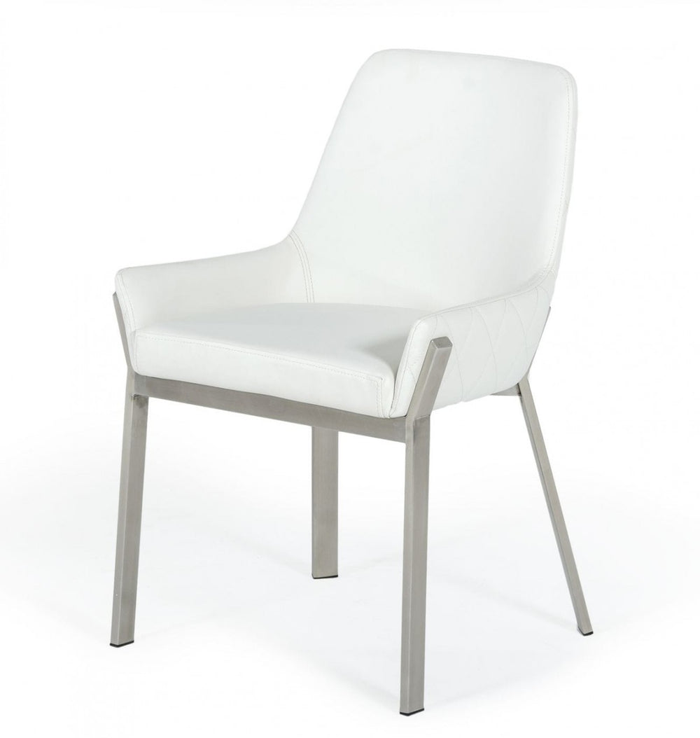 Homeroots White Brushed Stainless Steel Dining Chair  Metal 472187