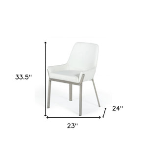 Homeroots White Brushed Stainless Steel Dining Chair  Metal 472187