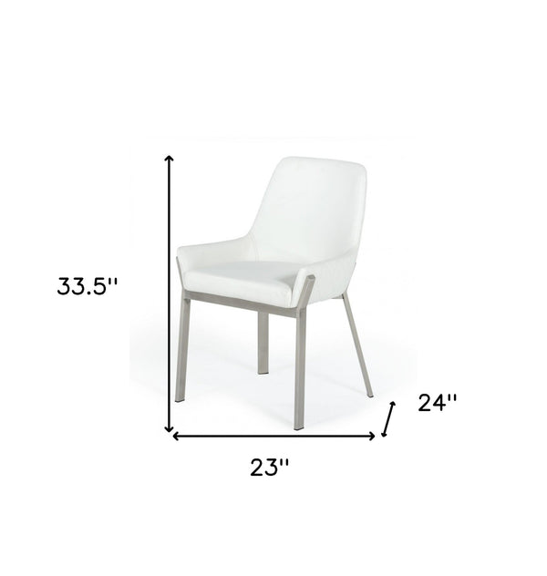 Homeroots White Brushed Stainless Steel Dining Chair  Metal 472187