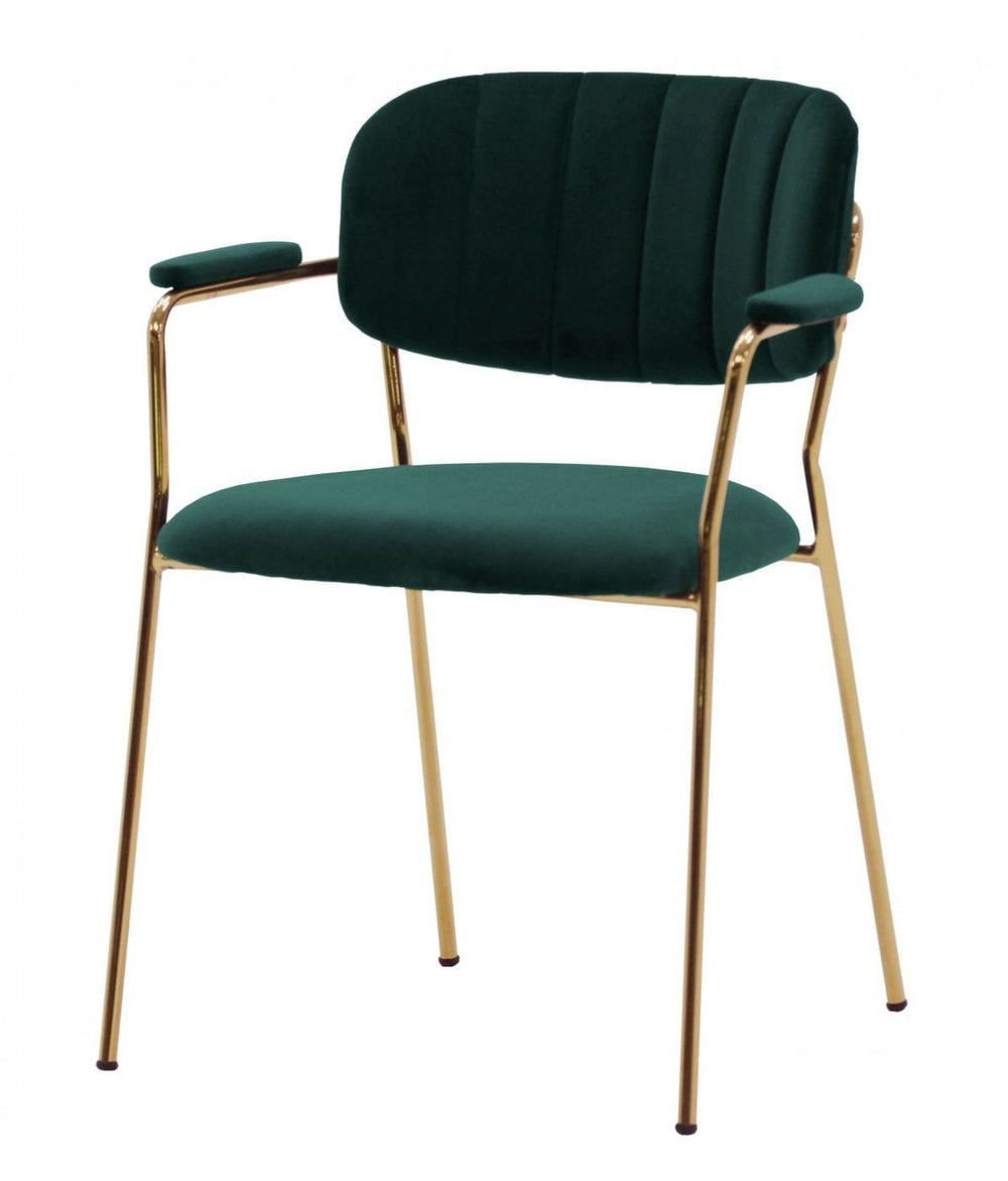 Homeroots Set Of Two Green Modern Dining Chairs  Metal 472189