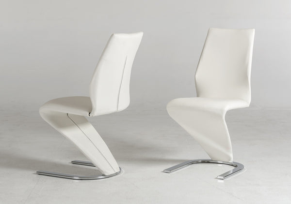 Homeroots Set Of Two White And Silver Upholstered Faux Leather Dining Side Chairs  Metal 472191