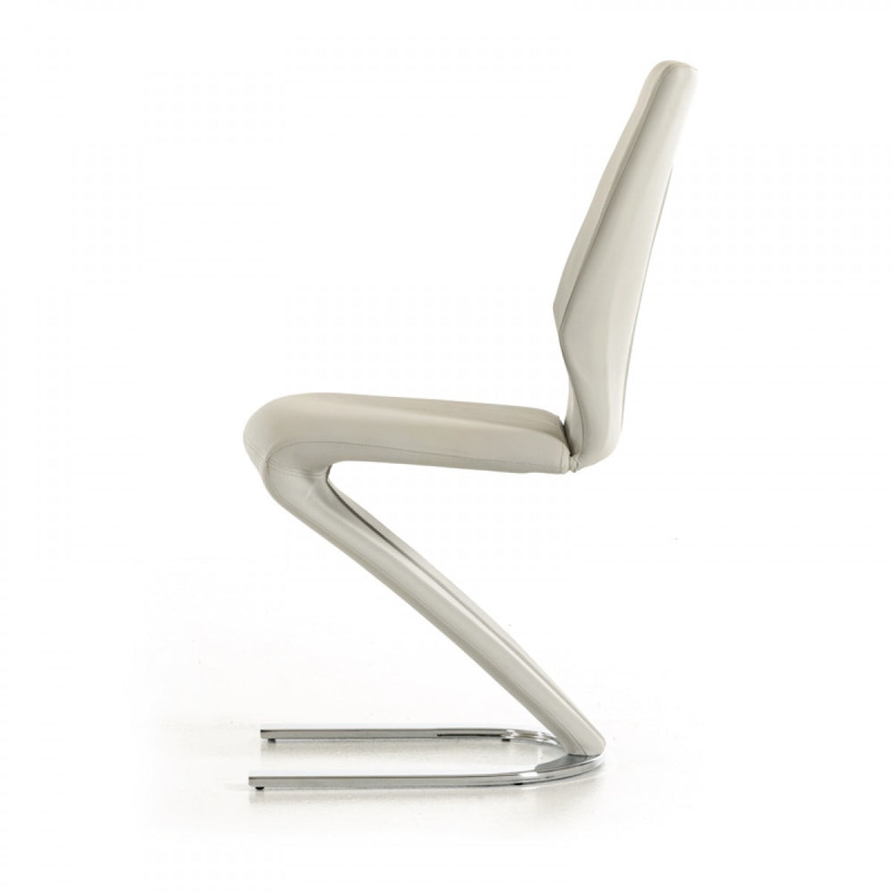 Homeroots Set Of Two Light Gray Faux Leather Modern Dining Chairs  Metal 472192