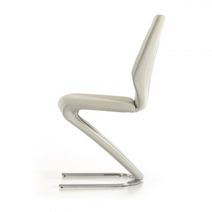 Homeroots Set Of Two Light Gray Faux Leather Modern Dining Chairs  Metal 472192