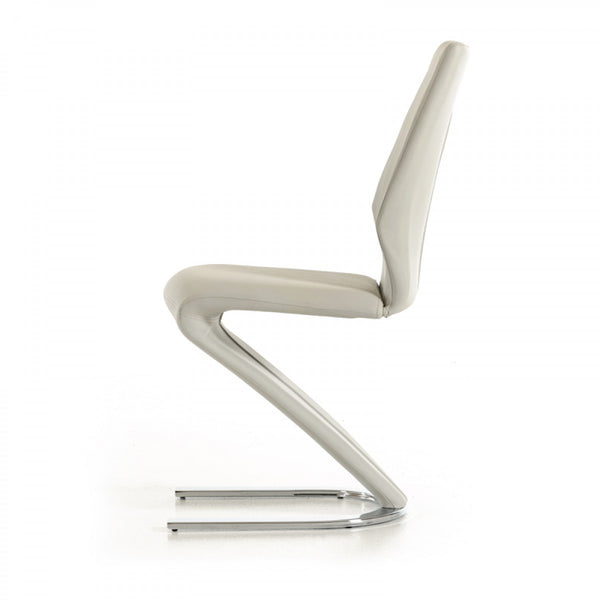 Homeroots Set Of Two Light Gray Faux Leather Modern Dining Chairs  Metal 472192