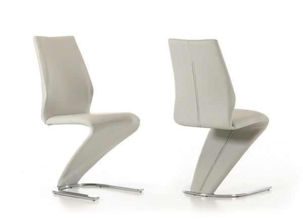 Homeroots Set Of Two Light Gray Faux Leather Modern Dining Chairs  Metal 472192