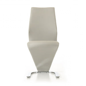 Homeroots Set Of Two Light Gray Faux Leather Modern Dining Chairs  Metal 472192