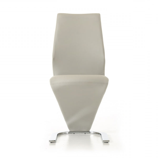 Homeroots Set Of Two Light Gray Faux Leather Modern Dining Chairs  Metal 472192