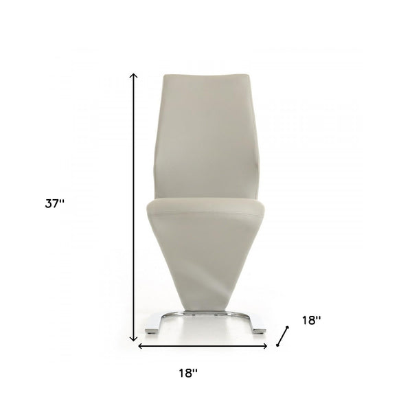 Homeroots Set Of Two Light Gray Faux Leather Modern Dining Chairs  Metal 472192