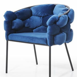 Homeroots Blue Geo Velvet And Black Velvet Dining Chair  Metal 472193