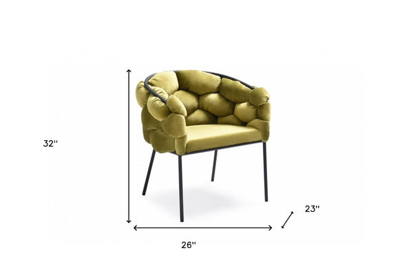 Homeroots Green And Black Upholstered Fabric Dining Arm Chair  Metal 472194