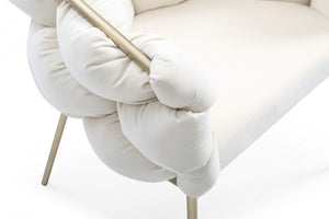 Homeroots White And Brass Upholstered Fabric Dining Arm Chair  Metal 472195