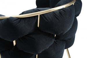 Homeroots Black Geo Velvet And Brushed Brass Velvet Dining Chair  Metal 472196