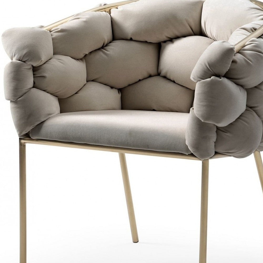 Homeroots Tufted Gray And Brass Upholstered Velvet Dining Arm Chair  Metal 472197