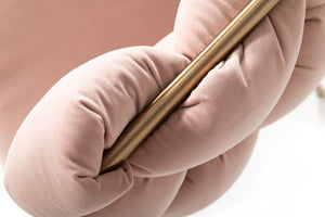 Homeroots Pink And Brass Upholstered Fabric Dining Arm Chair  Metal 472198