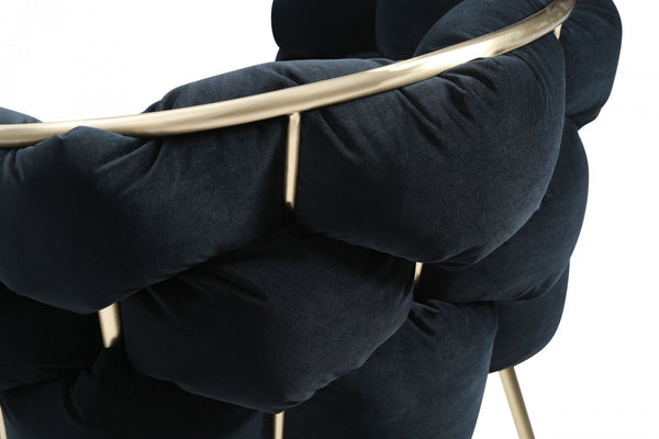 Homeroots Black Geo Velvet And Champagne Gold Velvet Dining Chair  Metal 472199