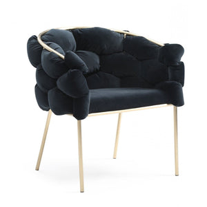 Homeroots Black Geo Velvet And Champagne Gold Velvet Dining Chair  Metal 472199